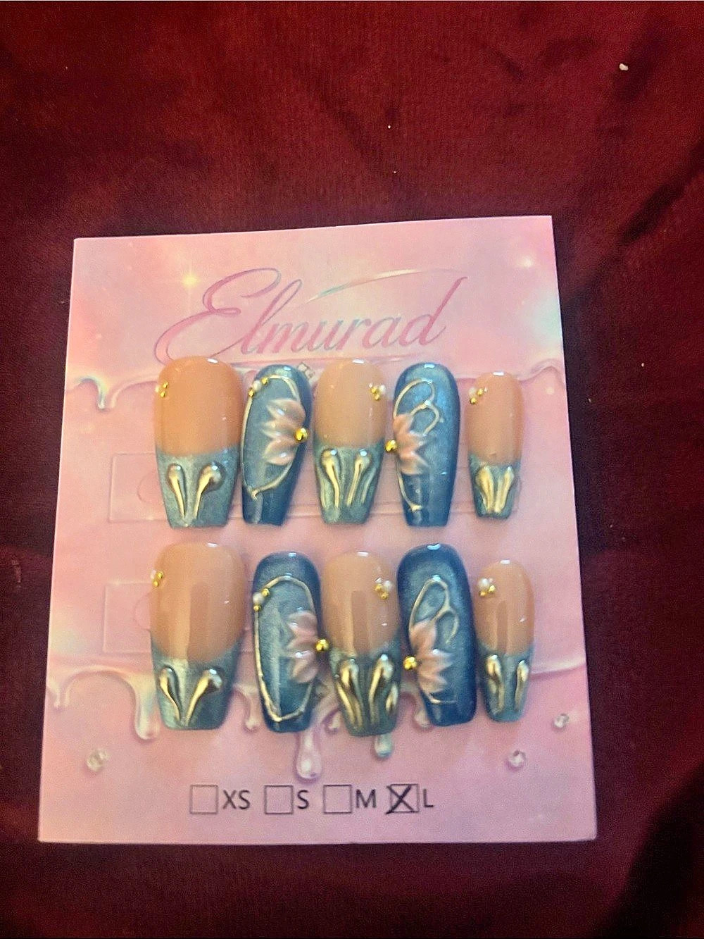 Elmurad Blue & Brown Press-On Nails